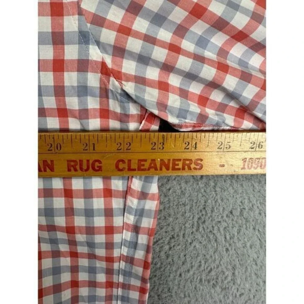 J Crew Button Down Shirt Adult Large Red Blue Plaid Lightweight Long Sleeve Mens